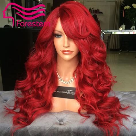 human hair lace front wigs red|bright red human hair wig.